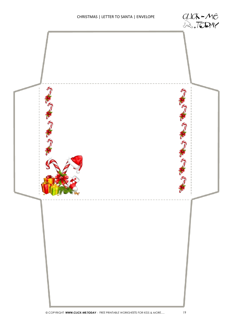 Printable envelope to Santa template candy canes border 19